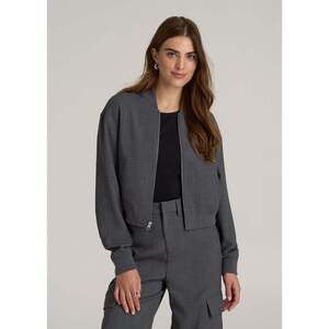 American Tall Cropped Bomber Jacket Graphic Charcoal Size Large Extra Tall